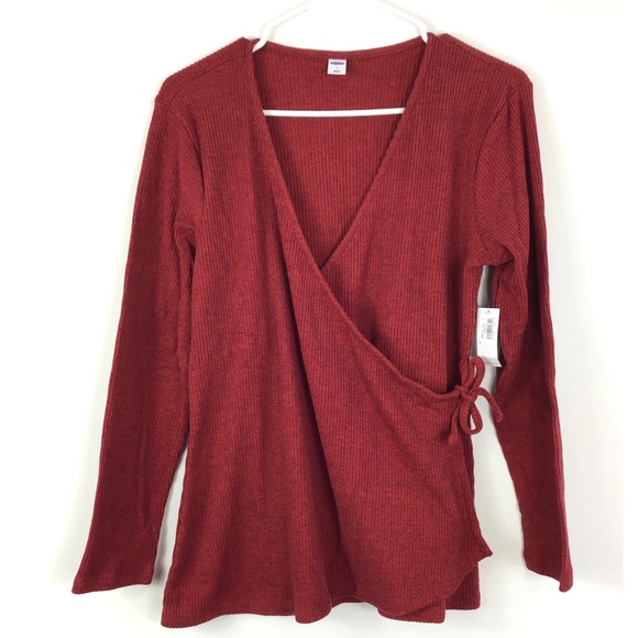 Old Navy Women’s Wrap-Front Red Top - Picture 2 of 8